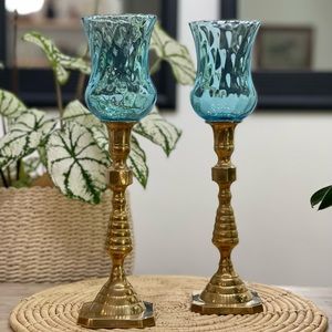 2 Vintage Brass Candle Sticks